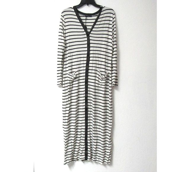 Tart Collections Ray Button Front Longline Dress Black and White Striped Sz 1x - Picture 1 of 6